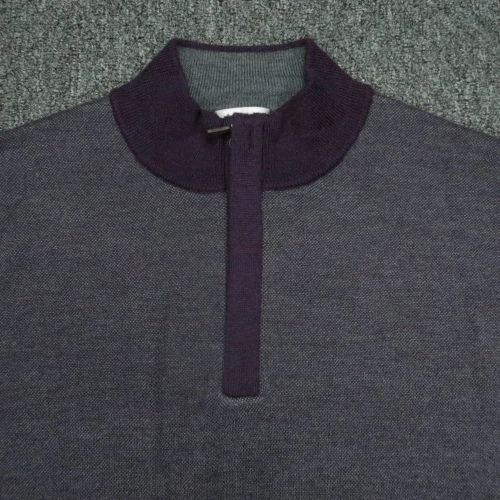 Peter Millar Pullover Mens XXL Purple Birdseye Quarter Zip Extrafine Merino Wool